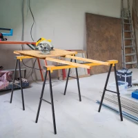DURHAND Set 2 Pezzi Cavalletti da Lavoro Pieghevoli e Portatili, Piano di Lavoro in Gomma Antiscivolo, Carico Max. 250kg(m-2)