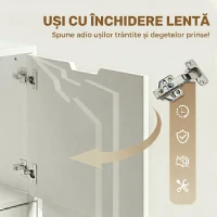HOMCOM Gaveteira de Escritório com 5 Gavetas, Armário com Fecho Suave, Rodas e Suporte para Impressora, Branco(m-11)