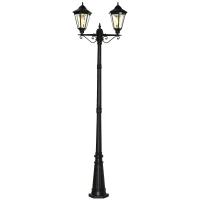 Outsunny Solar Gartenlaterne 2,5 m Gartenleuchte Wegleuchte mit 19 LED 10-500 Lumen 3000K Aluminium gehärtetes Glas Schwarz 22 x 72 x 248 cm(m-1)