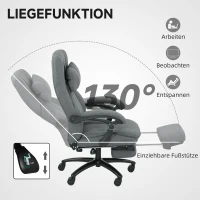 Vinsetto Massagewerkstoel, USB-aansluiting, draaibare wielen, Donkergrijs(m-5)