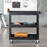 DURHAND 3-laags Gereedschapswagen, 4 Wielen, Staal, 83B x 35,3D x 76H cm, Zwart(m-7)