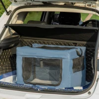 PawHut Transportadora para Cães e Gatos Portátil Dobrável com 3 Portas e Almofada Suave 60x42x42 cm Azul(m-10)