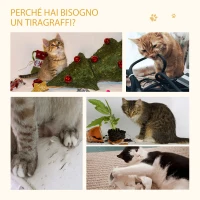 PawHut Casetta per Gatti con Pali Tiragraffi in Sisal, Cuscini Lavabili e Pallina, 35x35x81cm, Quercia(m-7)