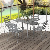 Outsunny 5-teilige Gartensitzgruppe Outdoor Sitzgruppe Gartenmöbel-Set, wetterbeständig, modernes Design, 80 x 80 x 74 cm, Grau(m-10)