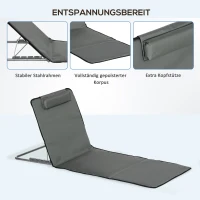 Outsunny 2-delige Strandmat Set, Verstelbaar, Opvouwbaar, 124L x 53B x 35-45H cm, Grijs(m-6)