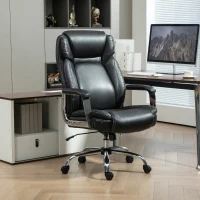 HOMCOM Ergonomic Office Chair, Heavy Duty Faux Leather Desk Chair with Tilt Function, Adjustable Height, 227kg 500LBS Swivel Computer Chair for Home Study, Black(m-10)
