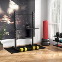 HOMCOM 25 kg halter & halter met lange stang, verstelbare ergonomische 3-in-1 halterset, 12 × schijven, 2 × korte stangen, 1 × lange stang, geel + zwart(m-2)