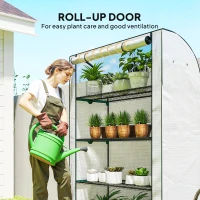 Outsunny Mini Greenhouse with Reinforced PE Cover, Portable Indoor Outdoor Green House with Roll-up Door, 170 x 120 x 50cm, White(m-6)