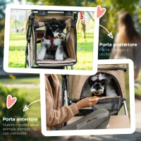 PawHut Passeggino per Cani Taglia Piccola e Mini Pieghevole con Cestino e Portabicchiere, 77x45x99.5 cm, Caffè(m-7)