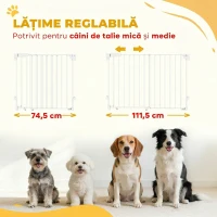 PawHut Poartă Animale 74,5-111,5 cm, Închidere Automată, Operabilă cu Mână, Montaj pe Perete, Alb(m-4)