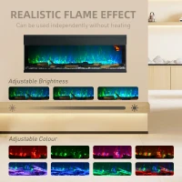 HOMCOM 1800W 15-40℃ Adjustable Flame Glass Panel Convector Heater, 152cm(m-4)