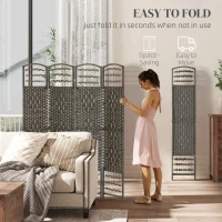HOMCOM 4 Panel Folding Privacy Screen, Room Divider with Pine Wood Frame for Living Room and Office, Dark Grey(m-4)