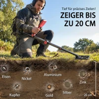 Outsunny Metaaldetector IP68 Waterdicht Opvouwbaar Metaalzoeker met 4 Modi Koptelefoon Schep Draagtas LCD-Scherm(m-5)