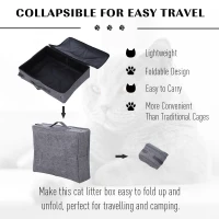 PawHut Cat Litter Box Collapsible Portable Foldable Travel Light Weight Toilet Tray For Small Kitty - Grey(m-4)
