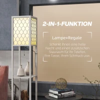 HOMCOM Vloerlamp in Modern Ontwerp, 2 Planken, Trekhaak Schakelaar, 26 cm x 26 cm x 156 cm, Zwart + Wit(m-4)