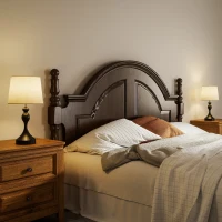 HOMCOM Set of Two Three-Colour Lamps, with USB Ports - Black/Beige(m-9)