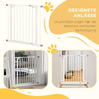 PawHut Huisdieren Veiligheidshekje, Afscheiding, Beschermhek voor Huisdieren, Metaal, Kunststof, 74-80 cm, Wit(m-6)