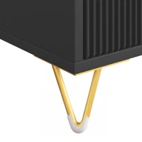 HOMCOM Elegant Fluted Bedside Table - Black/Gold-Tone(m-12)