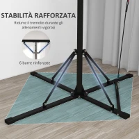 SPORTNOW Supporto Sacco Boxe ad Altezza Regolabile con 6 Barre di Rinforzo in Acciaio, 160x145x175-220 cm, Nero(m-6)