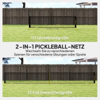 SPORTNOW Pickleball-Netz, tragbar, Metallgestell, Stoffnetz, mit Tragetasche, Gelb(m-4)