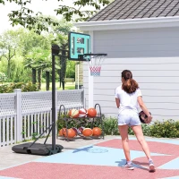 SPORTNOW Basketballkorb, 146-236 cm höhenverstellbar, Basketballständer, rollbar, Stahl, Kunststoff, Schwarz(m-2)