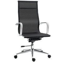Vinsetto Silla de Escritorio Ergonómica Tela de Texteline Transpirable Silla de Oficina Giratoria con Altura Ajustable Reposabrazos y Respaldo Alto 56x59x110-120 cm Negro(m-1)