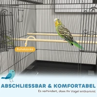 PawHut Vogelkäfig für Kanarienvögel & Wellensittiche, mobil, mit Bodenfach, Metallgitter, Schwarz(m-4)