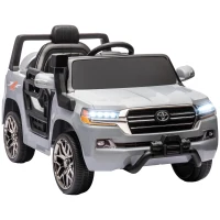 AIYAPLAY Carro Elétrico para Crianças Toyota Land Cruiser 12V com Faróis Buzina Arranque Lento e Música MP3 107x65x55,5 cm Cinza(m-1)