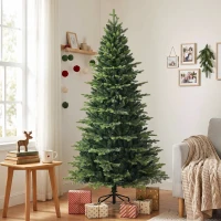 HOMCOM Geneva Fir Hinged Xmas Tree, 7ft/210cm Artificial Christmas Tree with 2079 Branch Tips, Foldable Steel Stand, Green(m-8)