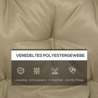 Outsunny 3-zits bankkussen 150x98x8 cm bankkussen met bandjes, bankpolster voor tuinmeubelen Hollywoodschommel, Khaki(m-5)
