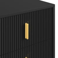 HOMCOM Elegant Fluted Bedside Table - Black/Gold-Tone(m-10)