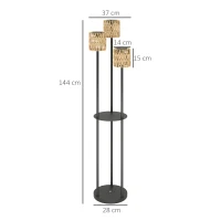 Outsunny Lampada da Esterno Solare in stile Boho con Ripiano Centrale, in Rattan PE e Acciaio, Ø37x144 cm, Nero e Giallo(m-3)