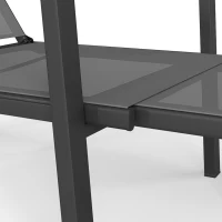 Outsunny Sun Loungers Set of 2 Retractable Footrest 5-Position Adjustable Steel Frame for Beach, Porch, Patio, Camping, Dark Grey(m-12)
