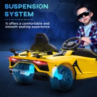 HOMCOM Lamborghini Licensed 12V kids Electric Car w/ Butterfly Doors, Remote, Music, Horn, Suspension - Yellow(m-8)