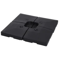 Outsunny 4 x Sonnenschirmgewicht HDPE Sonnenschirmständer befüllbar mit Sand Wasser HDPE-Kunststoff Schwarz Maße pro Element 51 x 51 x 12 cm bis zu 130 kg(m-12)
