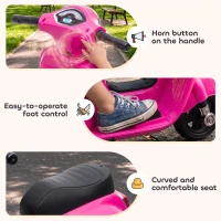 HOMCOM Vespa Licensed 6V Kids Electric Motorbike Ride On Motorcycle  Battery Powered for 18-36 Months with Horn, Pink(m-7)