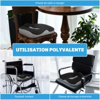 HOMCOM Coussin chaise bureau en mousse à mémoire - coussin coccyx ergonomique avec fond antidérapant et housse en maille(m-4)