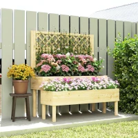 Outsunny Hochbeet mit Rankgitter 2-stufig erhöhter Blumenkasten mit 2 Pflanzkästen, Holz 108 x 62 x 120 cm(m-9)