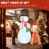 Outsunny 6FT Christmas Inflatables Snowman & Dog with Built-in LED Lights and Flashing Light, Blow Up Christmas Inflatable Decoration for Indoor Outdoor Decor, Garden(m-7)
