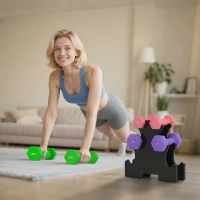 SPORTNOW Hex Dumbbells Set with Dumbbell Rack, Hand Weights for Strength Training Weight Lifting,  2 x 1kg, 2 x 2kg, 2 x 3kg(m-10)