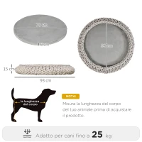 PawHut Cuccia per Cani e Gatti Rotonda, Rialzata e Lavabile in Cotone PP, Cuscino Imbottito, Φ93x15cm, Grigia(m-3)
