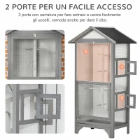 PawHut Voliera per Uccelli da Esterno in Legno di Abete, 80.5x57x158.5cm, Grigio Chiaro(m-6)