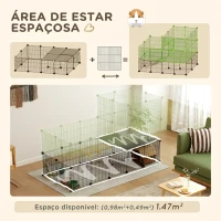PawHut Cercado Metálico com 39 Painéis para Porquinhos-da-Índia e Ouriços-cacheiros, 2 Níveis, 140x70x105 cm, Preto(m-6)