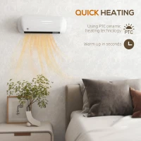 HOMCOM 2000W Ceramic Electric Heater with Fan, Adjustable Thermostat, Wall Mounted - White(m-4)