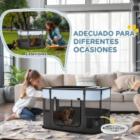 PawHut Parque para Perros y Gatos, Corralito Plegable Portátil para Cachorros Conejos y Cobayas Tela Oxford 84x64x53 cm Gris(m-7)