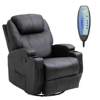 HOMCOM Luxury Leather Recliner Sofa Chair Armchair Cinema Massage Chair Swivel Heated Nursing Gaming Chair Black(m-1)