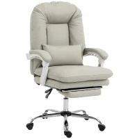 HOMCOM Ergonomic Executive Office Chair, Reclining Desk Chair with Lumbar Support, Footrest, Plush Thick Cushion, Khaki(m-1)