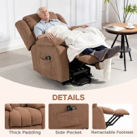HOMCOM Power Lift Recliner Chair with Vibration Massage, Lift Chair for Elderly with Footrest, Remote, Side Pocket, Brown(m-8)