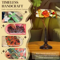 HOMCOM Tiffany-Style Rose and Butterfly Table Lamp - Multi(m-5)
