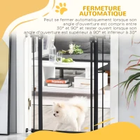 PawHut Barrière de sécurité pour chien extensible 74-80 cm fermeture automatique fixation par pression sans percer noir(m-5)